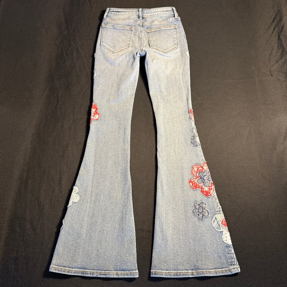 NWOT Free People x Driftwood Farrah Embroidered Flare Jeans Sz 24 - Picture 6 of 16